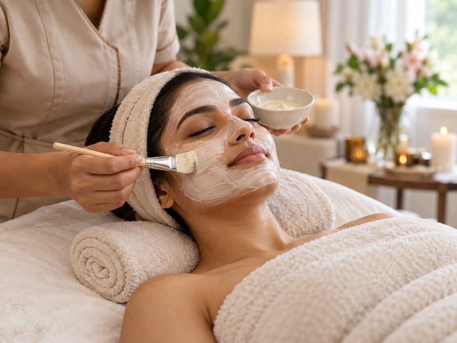 Relaxing facial treatment at home