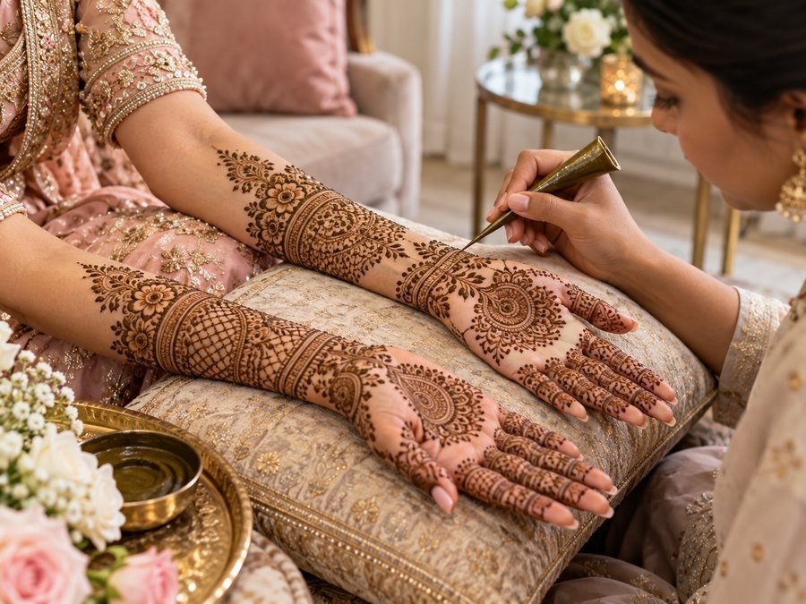 Intricate bridal mehndi henna