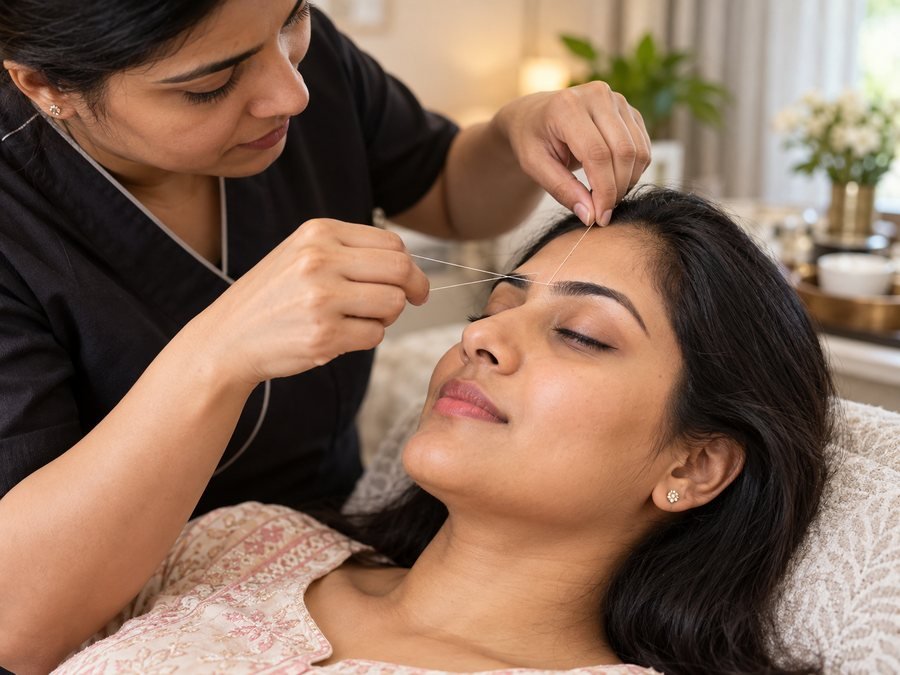 Eyebrow threading treatment at home